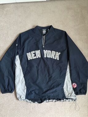 Majestic New York Pullover Windbreaker - Navy & Gray